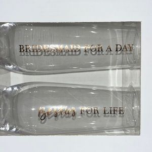 Bridesmaid for a day besties for life stemless champagne flutes
